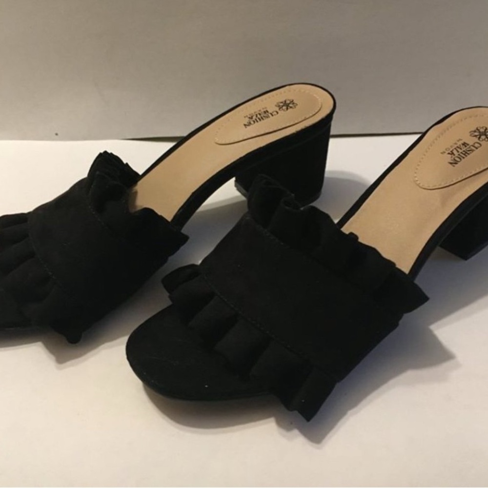 Avon Black Ruffle Sandals - Picture 10 of 11